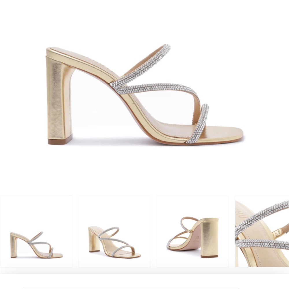NWB Schutz gold strappy block heel 7.5